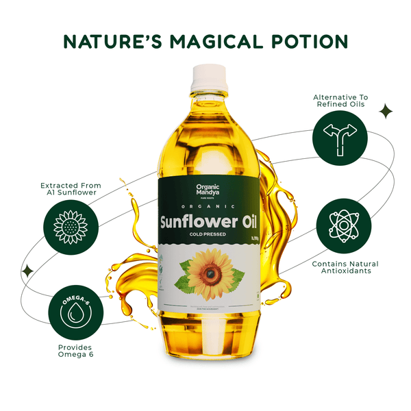 Cold Pressed Sunflower Oil (Unrefined) 1L & 5L | Organic Mandya